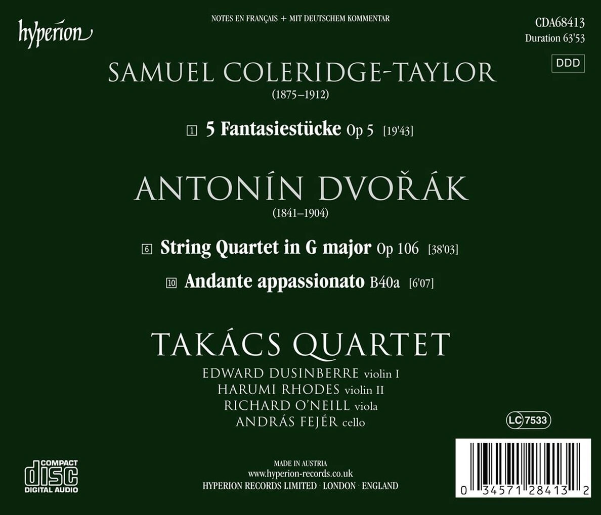 Takacs Quartet 드보르작: 현악 4중주 13번 / 콜리지-테일러: 환상적 소품 (Dvo?ak: String Quartet Op. 106 / Coleridge-Taylor: Fantasiestucke)