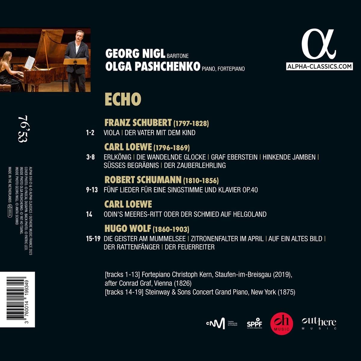 Georg Nigl / Olga Pashchenko 슈베르트, 슈만, 볼프, 뢰베: 가곡집 (Echo - Schubert, Loewe, Schumann & Wolf)
