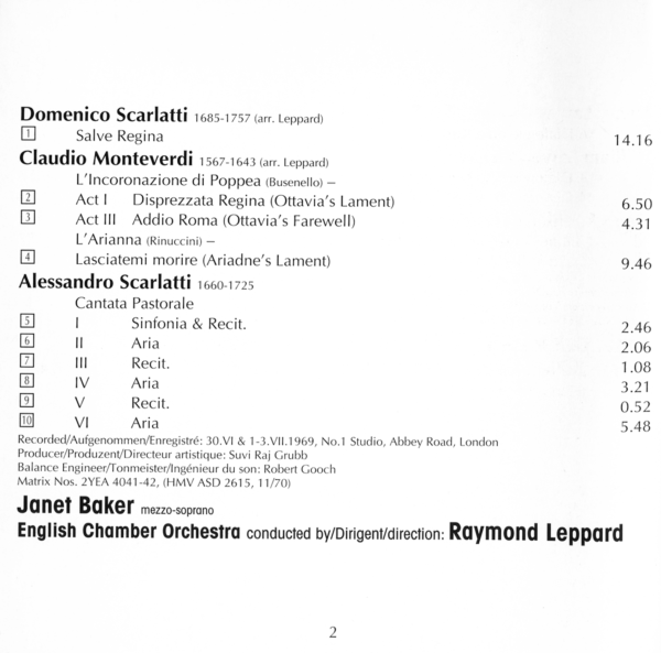 Janet Baker / Dietrich Fischer-Dieskau 바로크 성악곡 