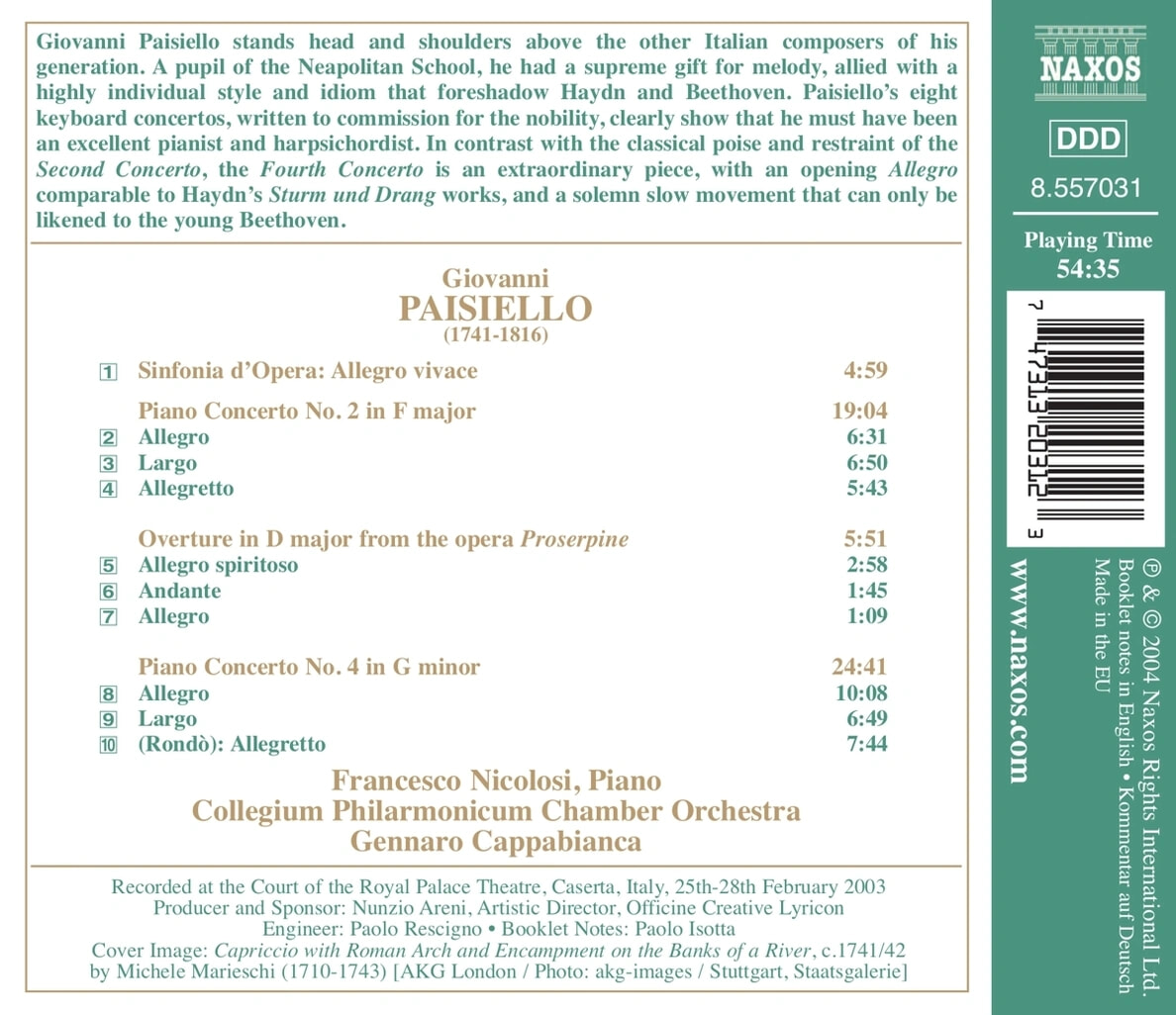 파이지엘로: 피아노 협주곡 2번 4번 (Paisiello : Piano Concertos Nos.2 & 4)