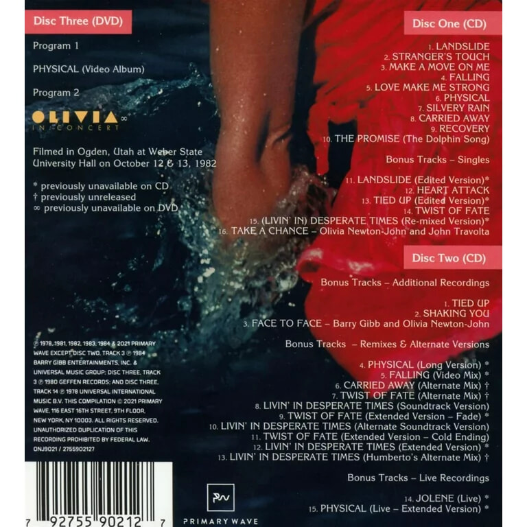 Olivia Newton-John (올리비아 뉴튼-존) - Physical [2CD+DVD]