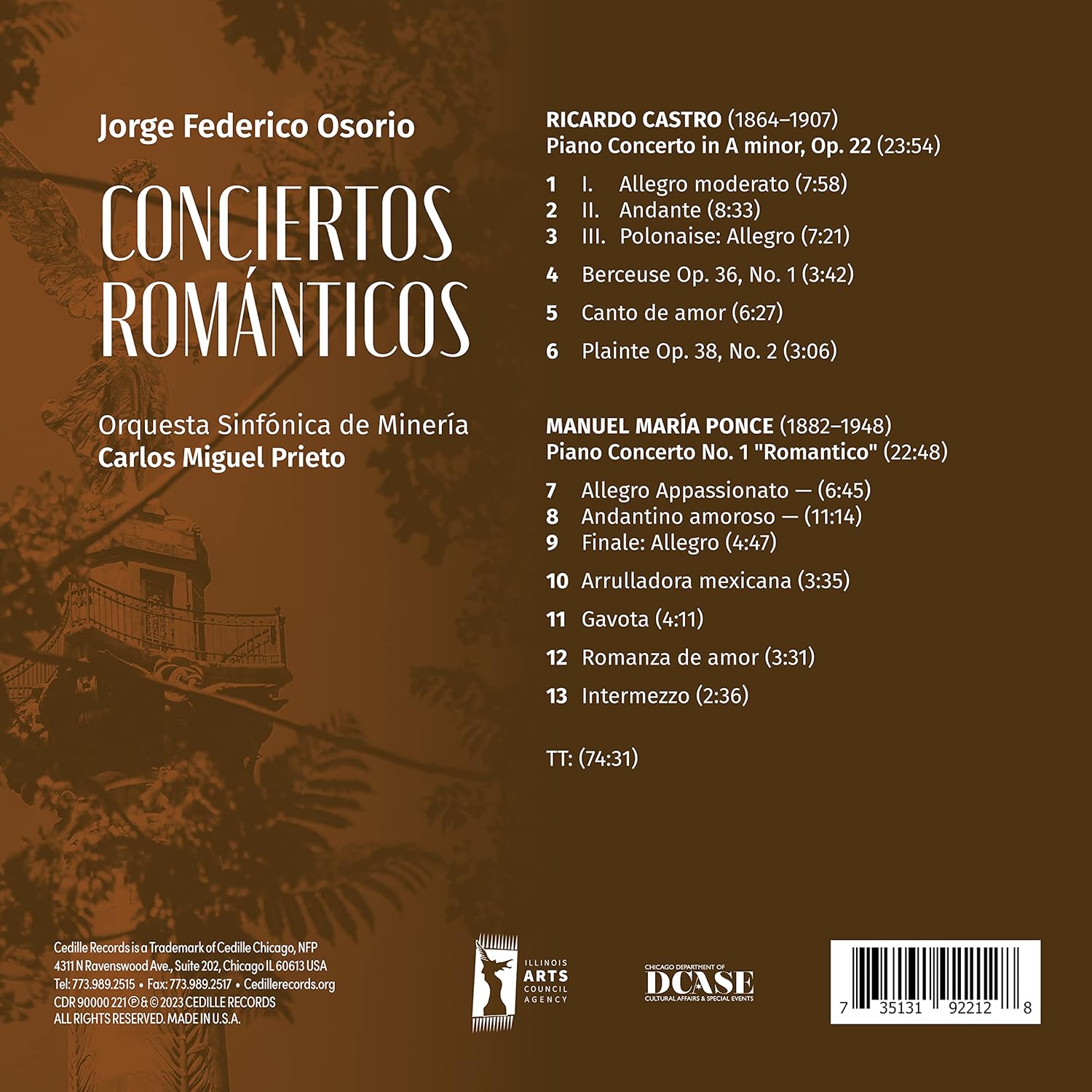 Jorge Federico Osorio 카스트로: 피아노 협주곡 / 퐁세: 피아노 협주곡 1번 ‘낭만적’ 등 (Conciertos Romanticos)