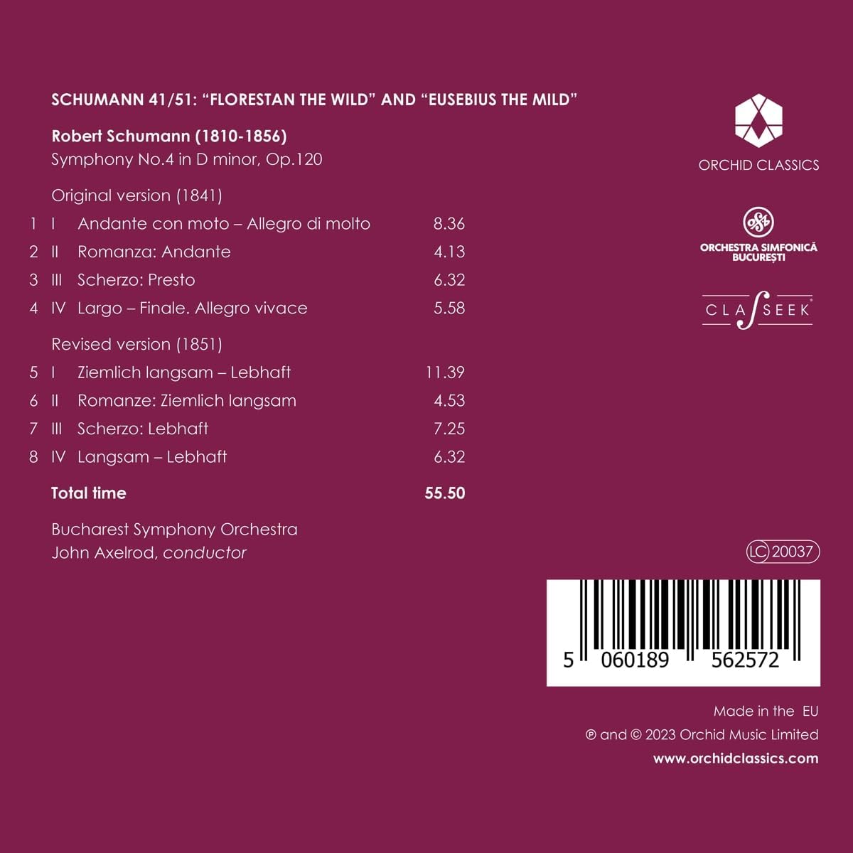 John Axelrod 슈만: 교향곡 4번, 초판과 개정판 (Schumann 41/51)
