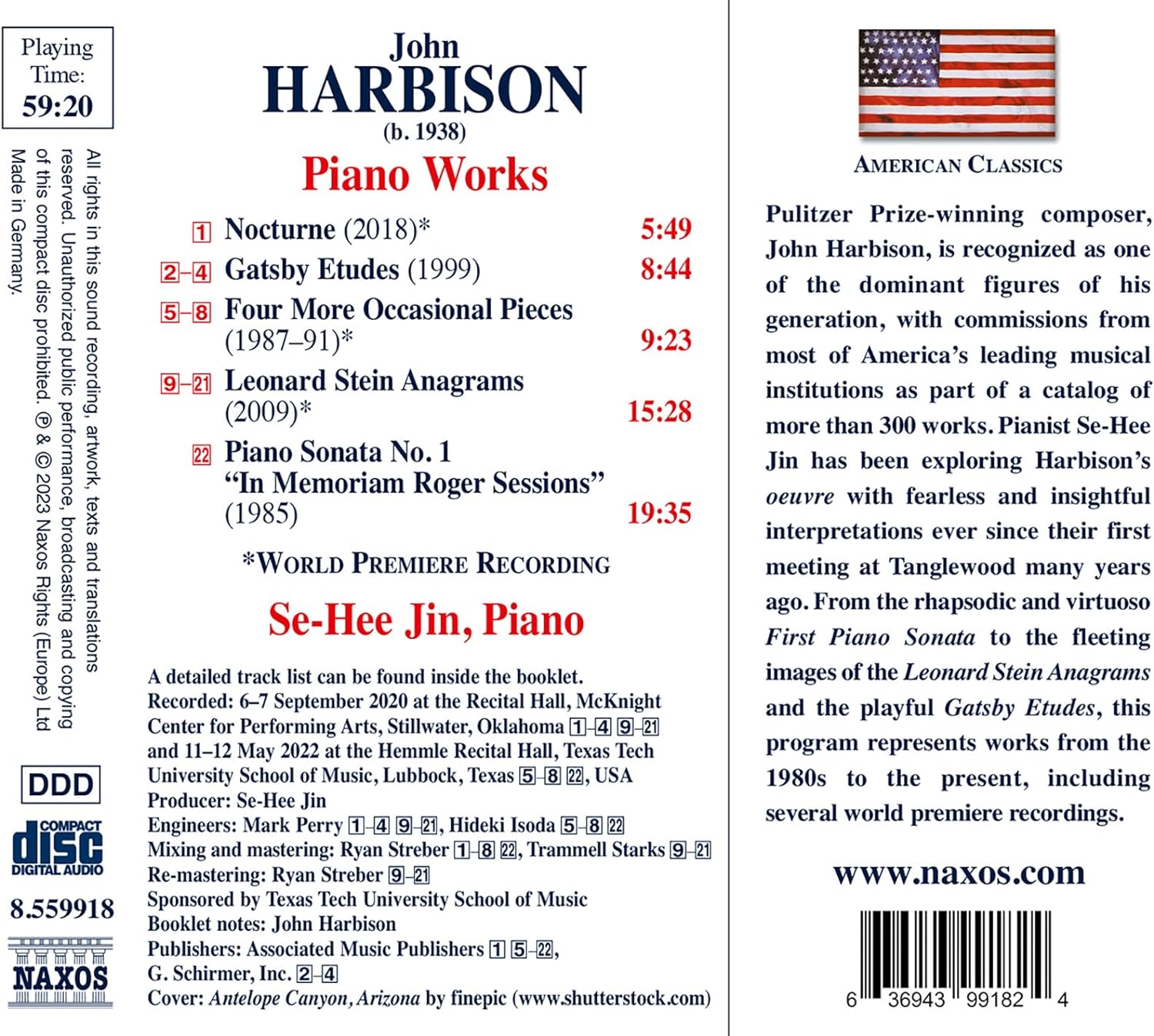 진세희 - 존 하비슨: 피아노 작품집 (Harbison: Piano Works)