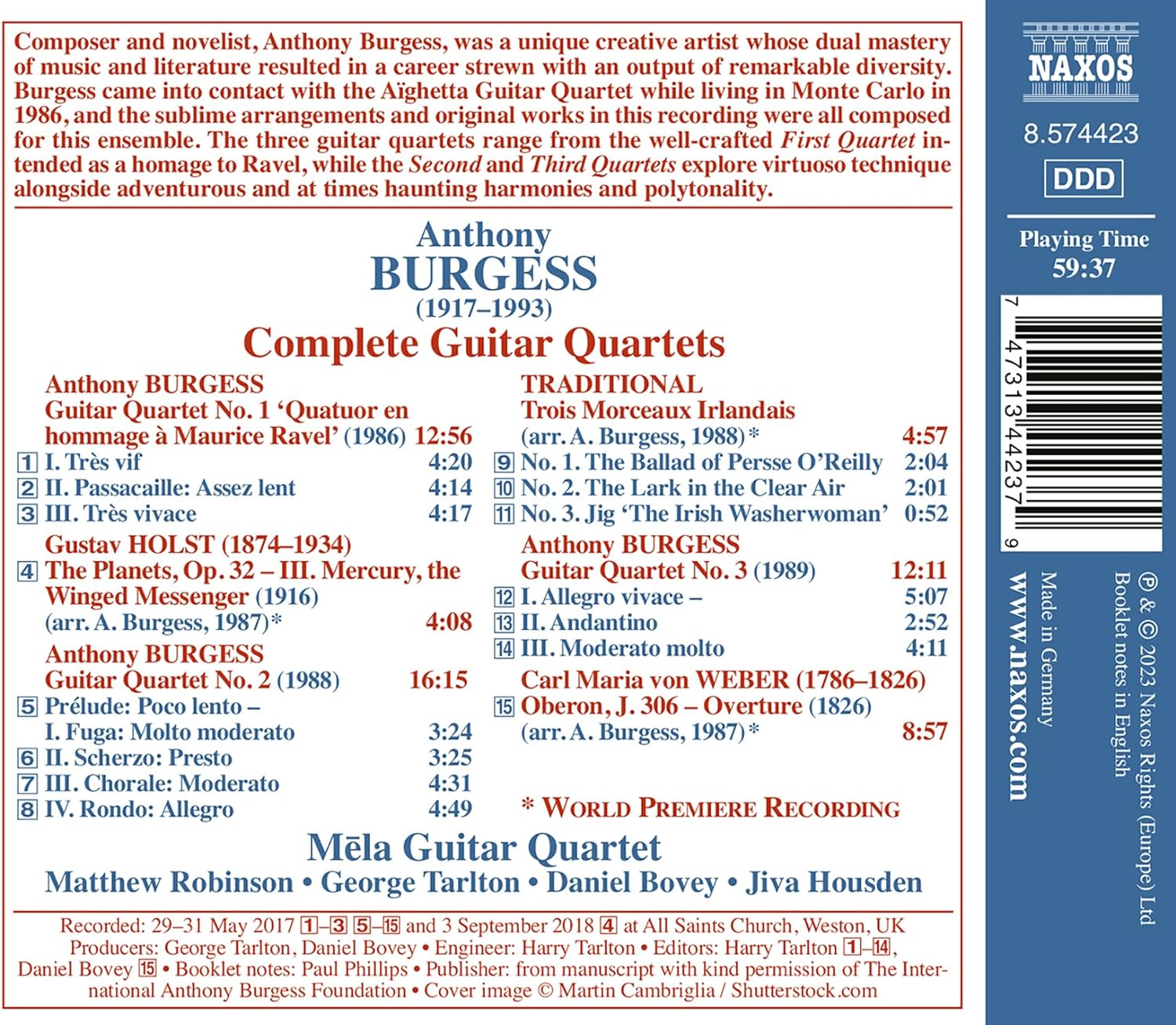 Mela Guitar Quartet 앤서니 버지스: 기타 사중주 전곡 작품집 (Burgess: Complete Guitar Quartets)