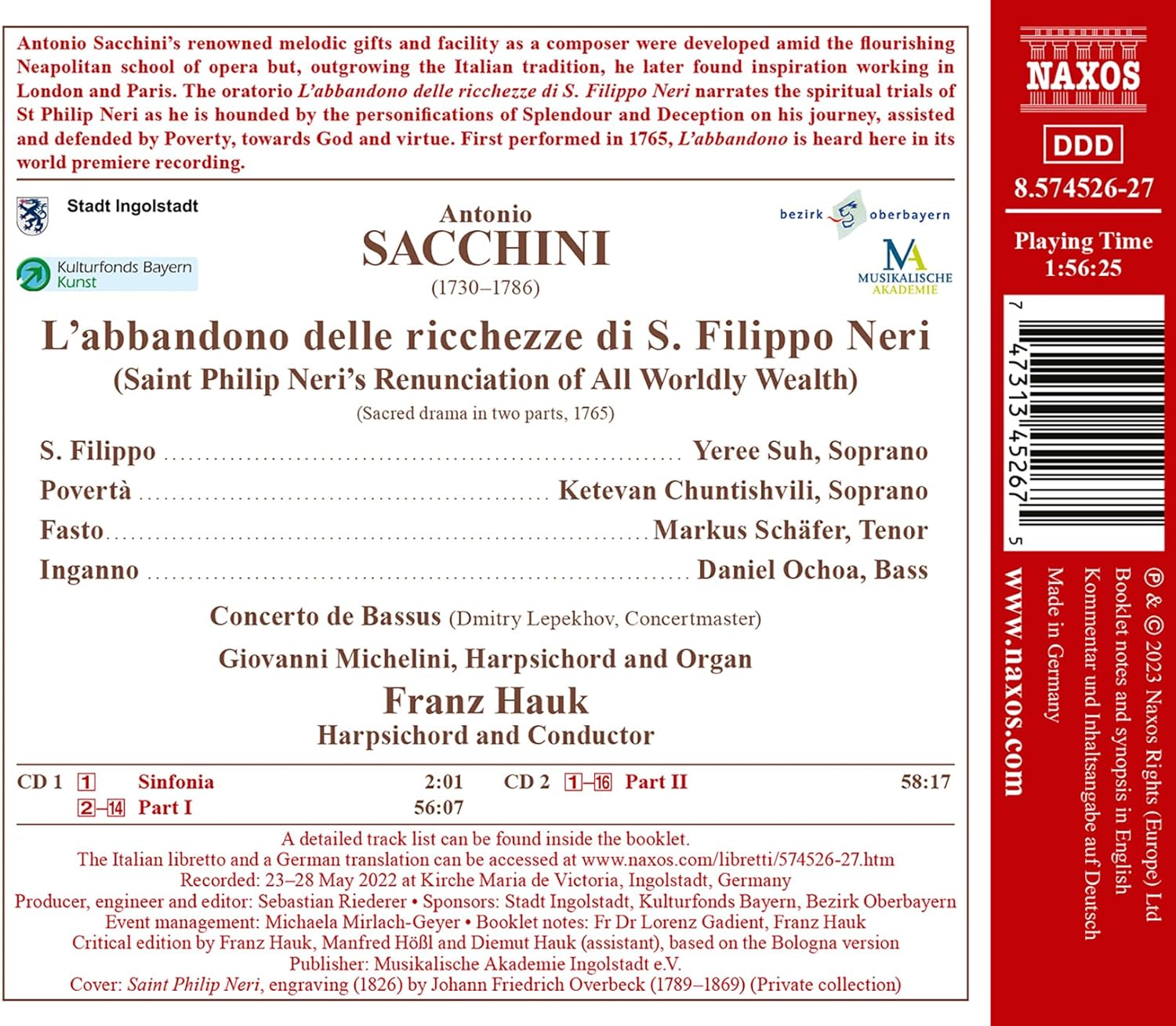 Franz Hauk 안토니오 사치니: 세속의 부유함을 버린 성(聖) 필립보 네리 (Sacchini: L'abbandono delle ricchezze di S. Filippo Neri)