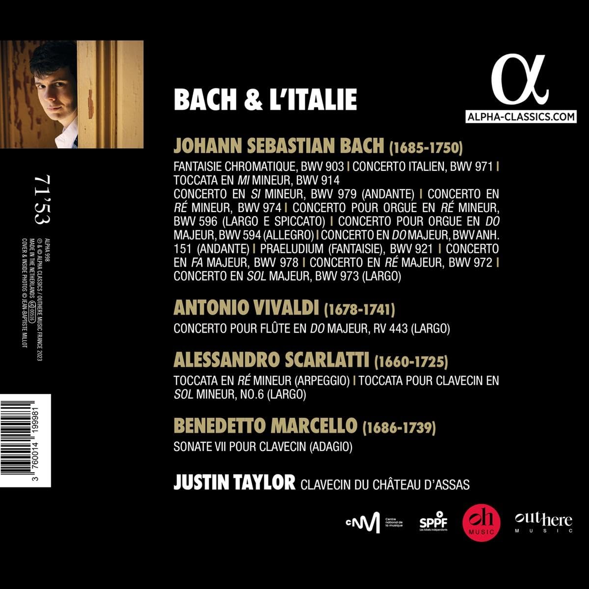 Justin Taylor 하프시코드 연주집 - 바흐, 스카를라티 (Bach & l'Italie)