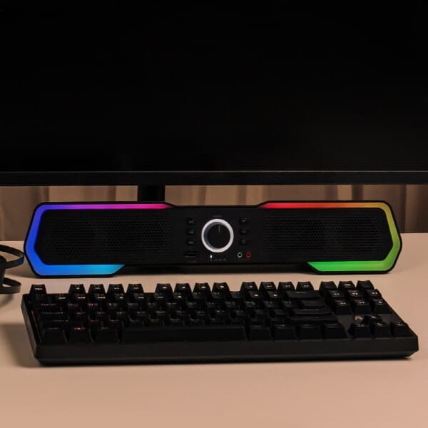 에이투 플로우 사운드바 블루투스 5.3 RGB 레인보우 게이밍 PC 컴퓨터 스피커