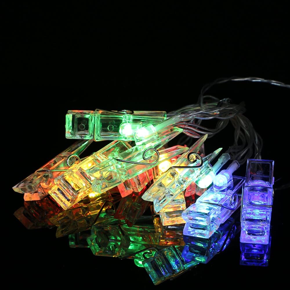 10구 LED 클립 집게 전구 2p(1.5M) (컬러) 사진꾸미기