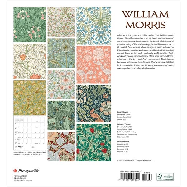2024 캘린더 Arts & Crafts Designs - William Morris