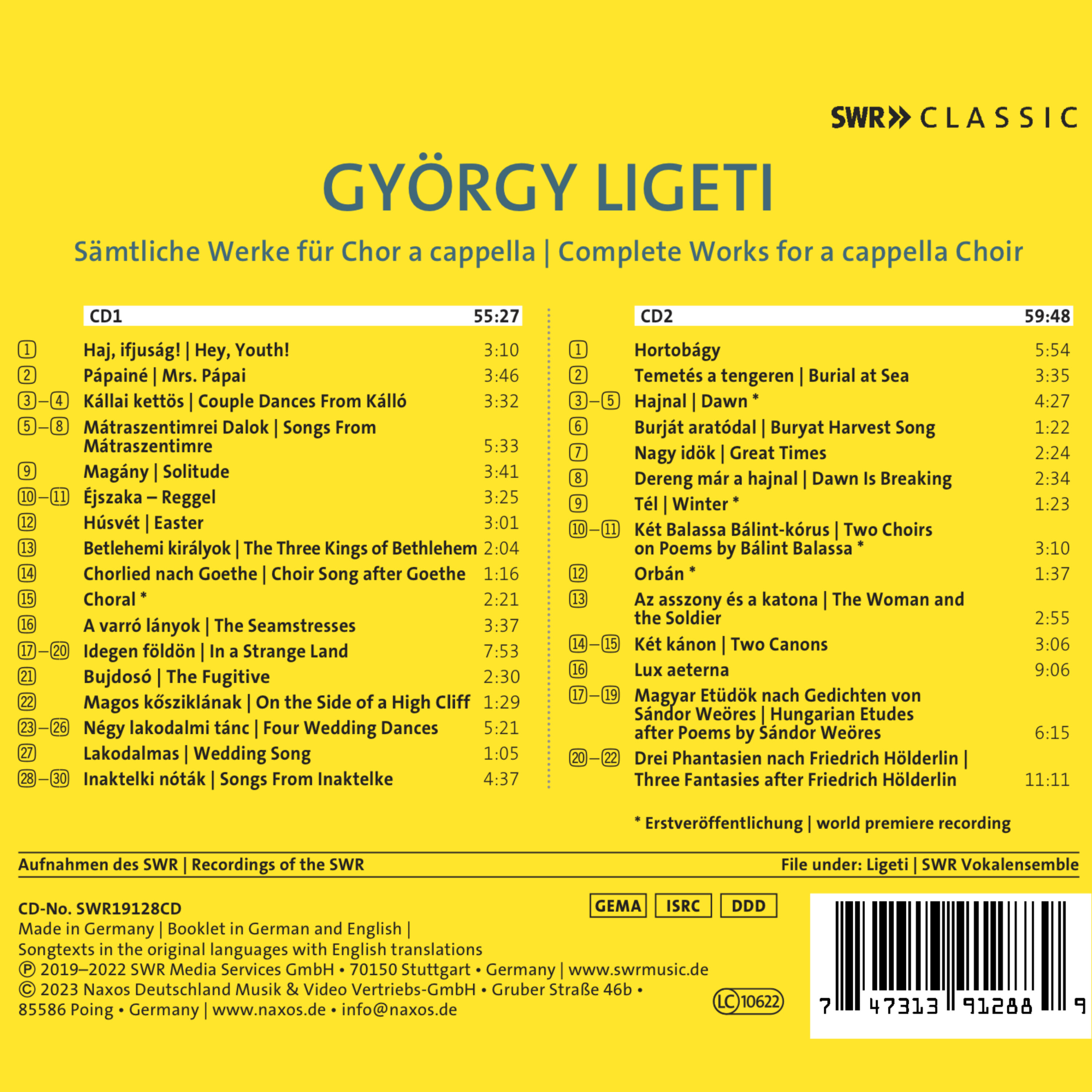 Yuval Weinberg 리게티: 아카펠라 합창음악 전곡 (Ligeti: Complete Works For A Cappella Choir)