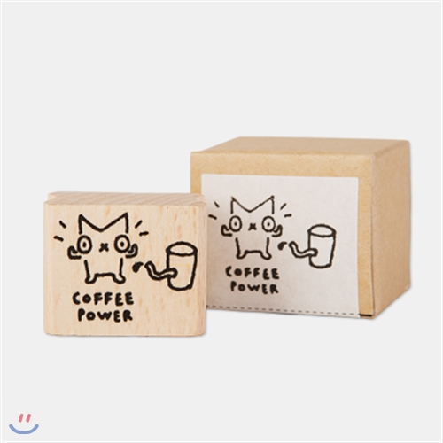 [SNOWCAT] WOOD STAMP-COFFEE POWER