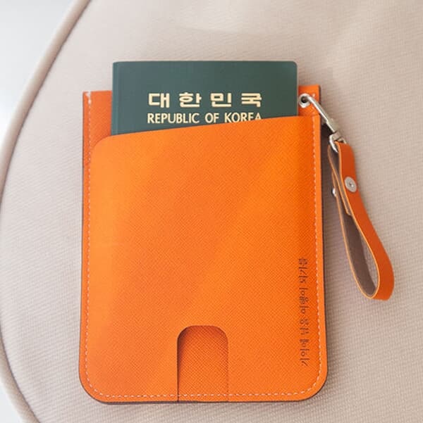 여권 지갑 파우치 케이스 보관 여행용 고리형 휴대용 편리한 심플한 헤링본 비건레더