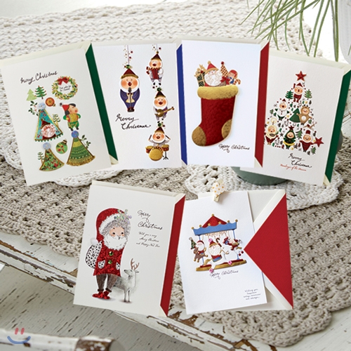 FS202 Set(6종) 크리스마스카드,트리카드,산타카드,성탄절,미니카드,루돌프,카드