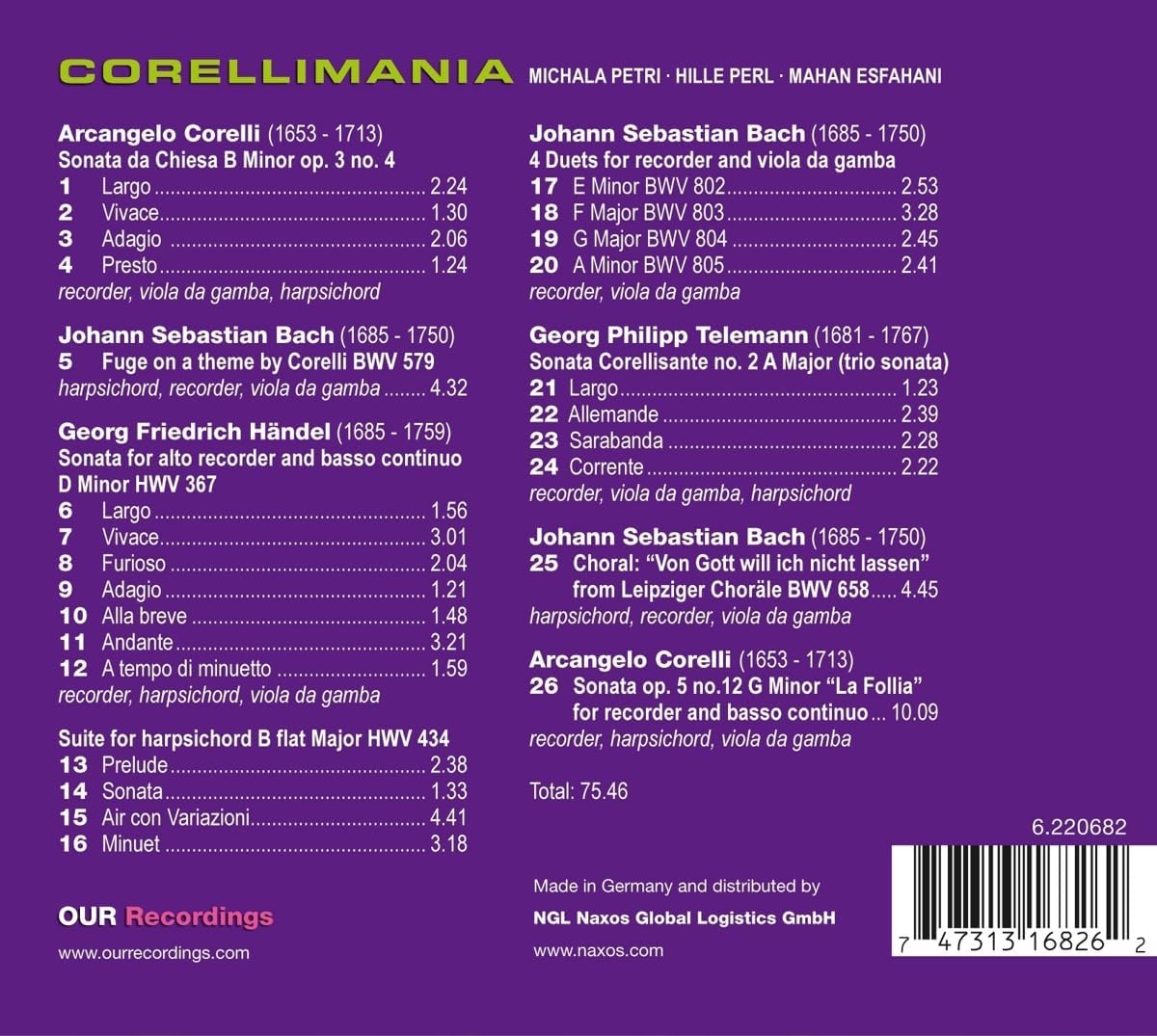 Michala Petri / Hille Perl / Mahan Esfahani 코렐리마니아 (Corellimania)