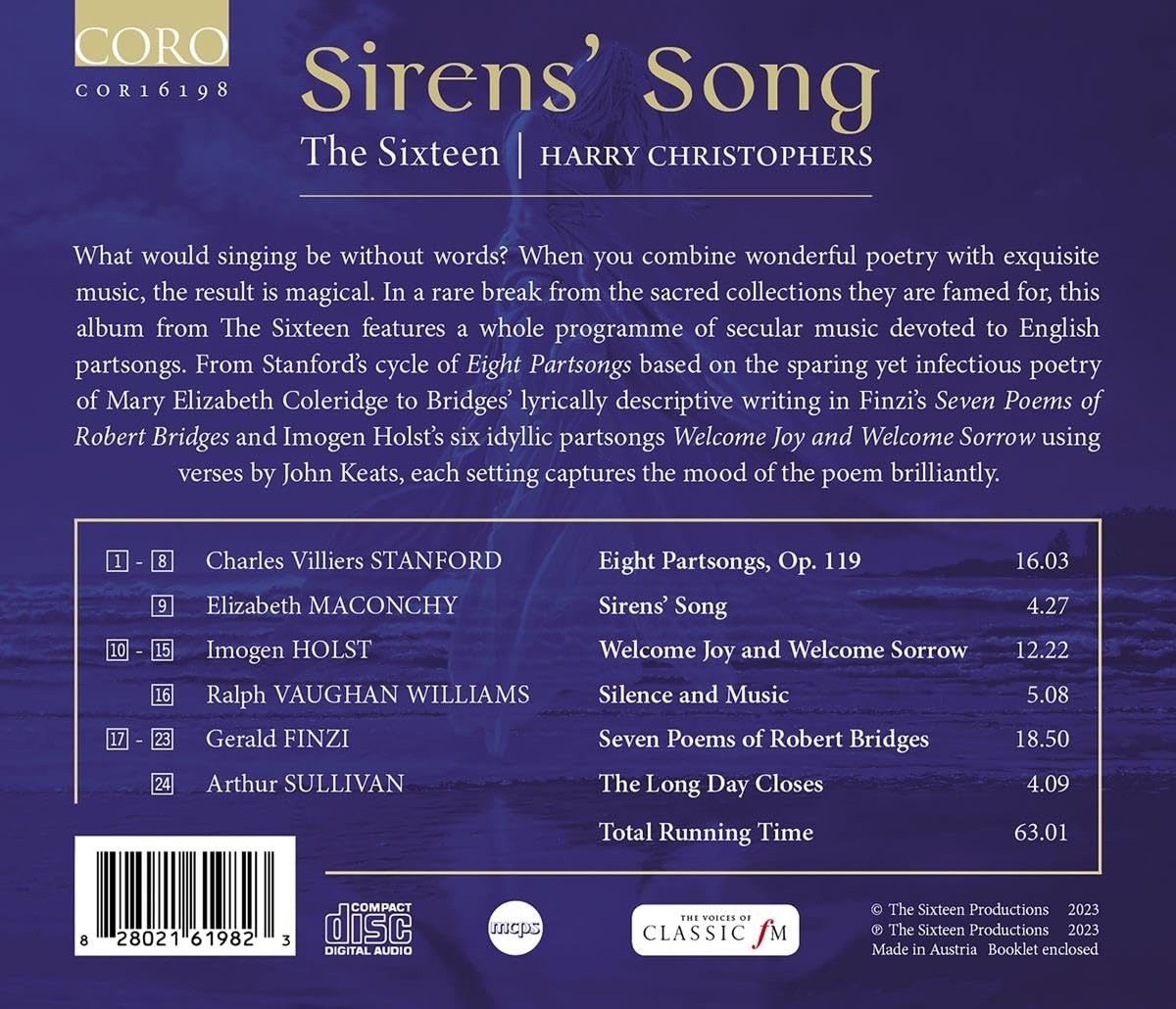 Harry Christophers 사이렌의 노래 - 핀지, 본윌리엄스, 설리번 외 (Sirens' Song)
