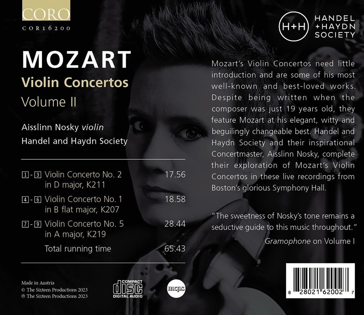 Aisslinn Nosky 모차르트: 바이올린 협주곡 1번, 2번, 5번 (Mozart Violin Concertos, Vol. 2)