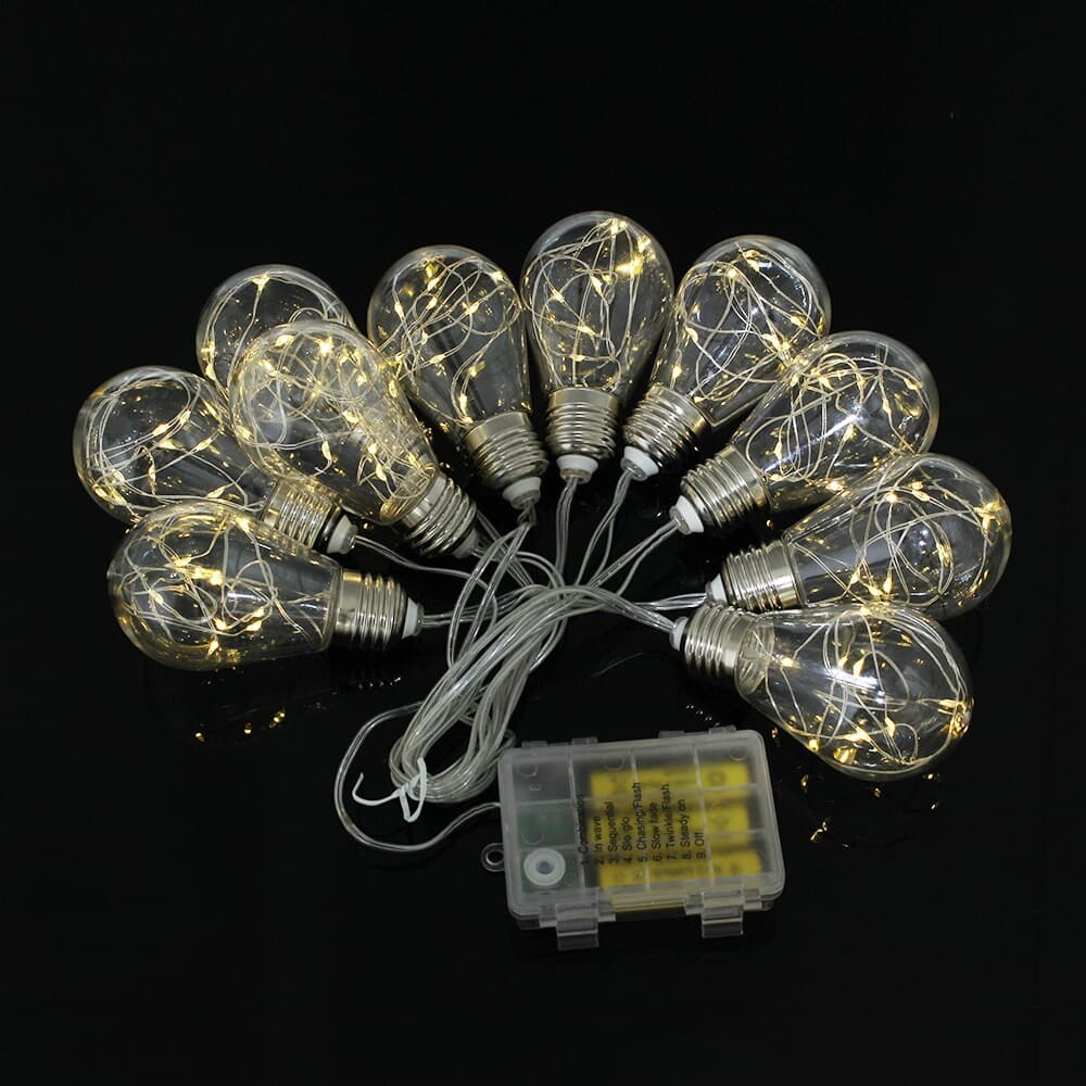 [은하수] LED 10구 투명선 레트로 알전구 건전지형