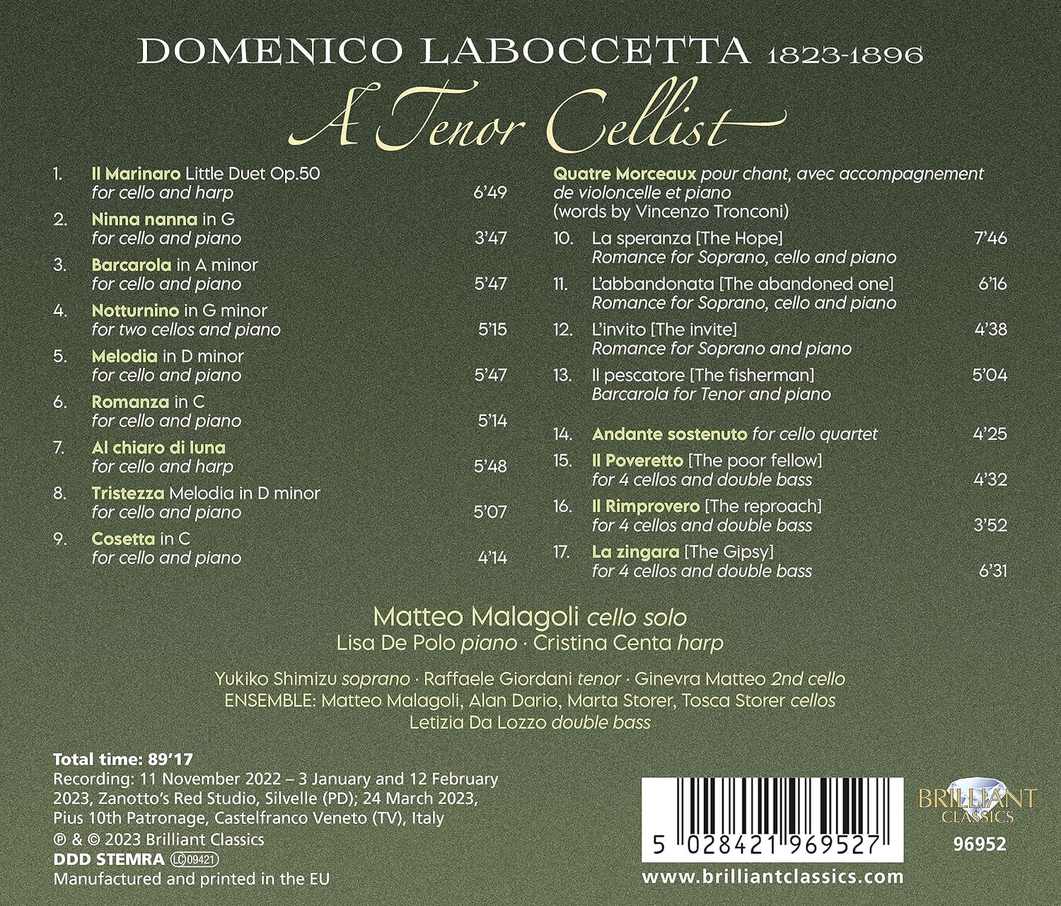 Matteo Malagoli 도메니코 라보체타: ‘테너 첼리스트’ (Laboccetta: A Tenor Cellist)