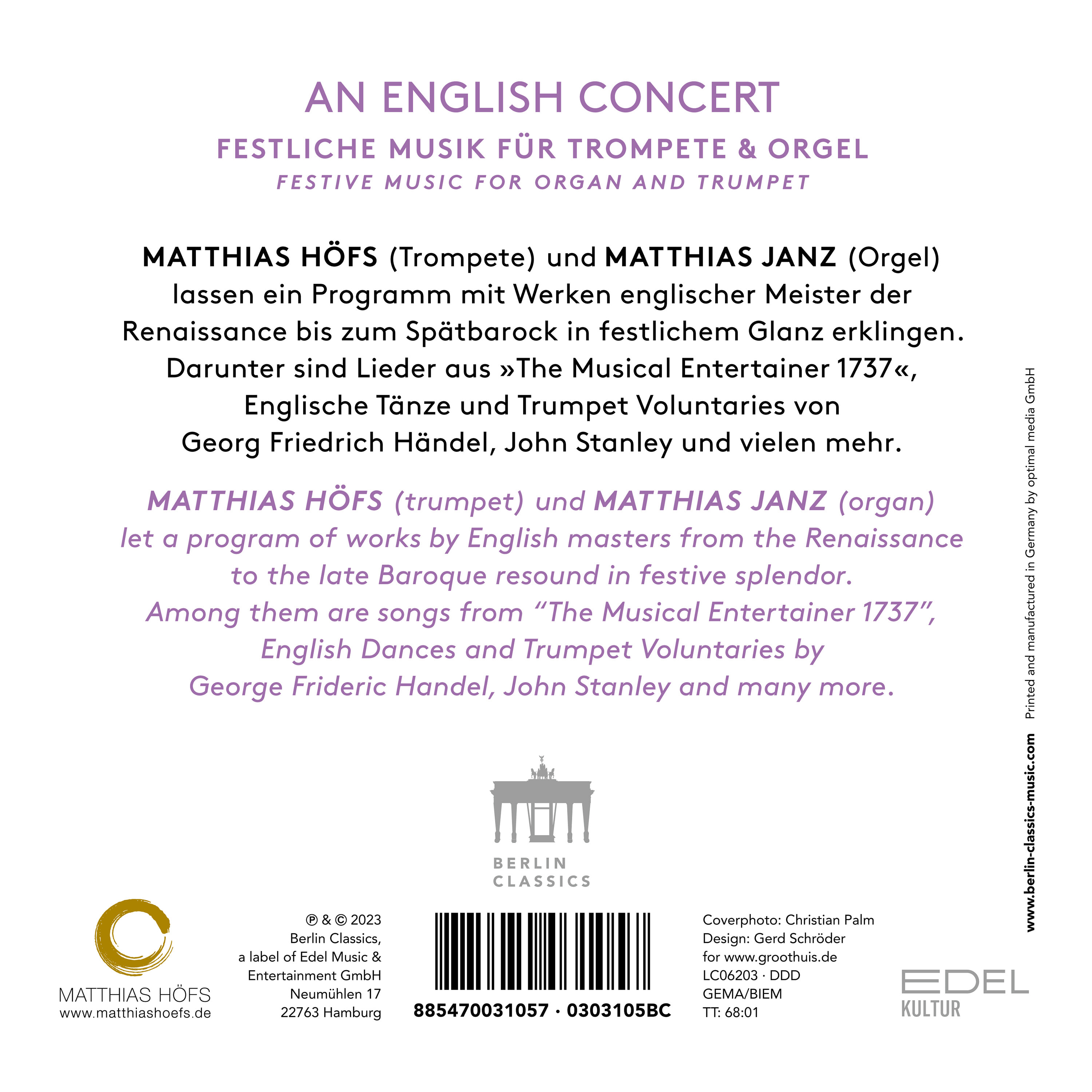 Matthias Hofs / Matthias Janz 잉글리시 콘서트 - 트럼펫과 오르간을 위한 축전적 작품들 (An English Concert - festliche Musik Fur Trompete & Orgel)