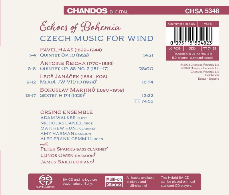 Orsino Ensemble 보헤미아의 메아리 - 목관악기를 위한 체코 음악 (Echoes Of Bohemia - Czech Music For Winds)