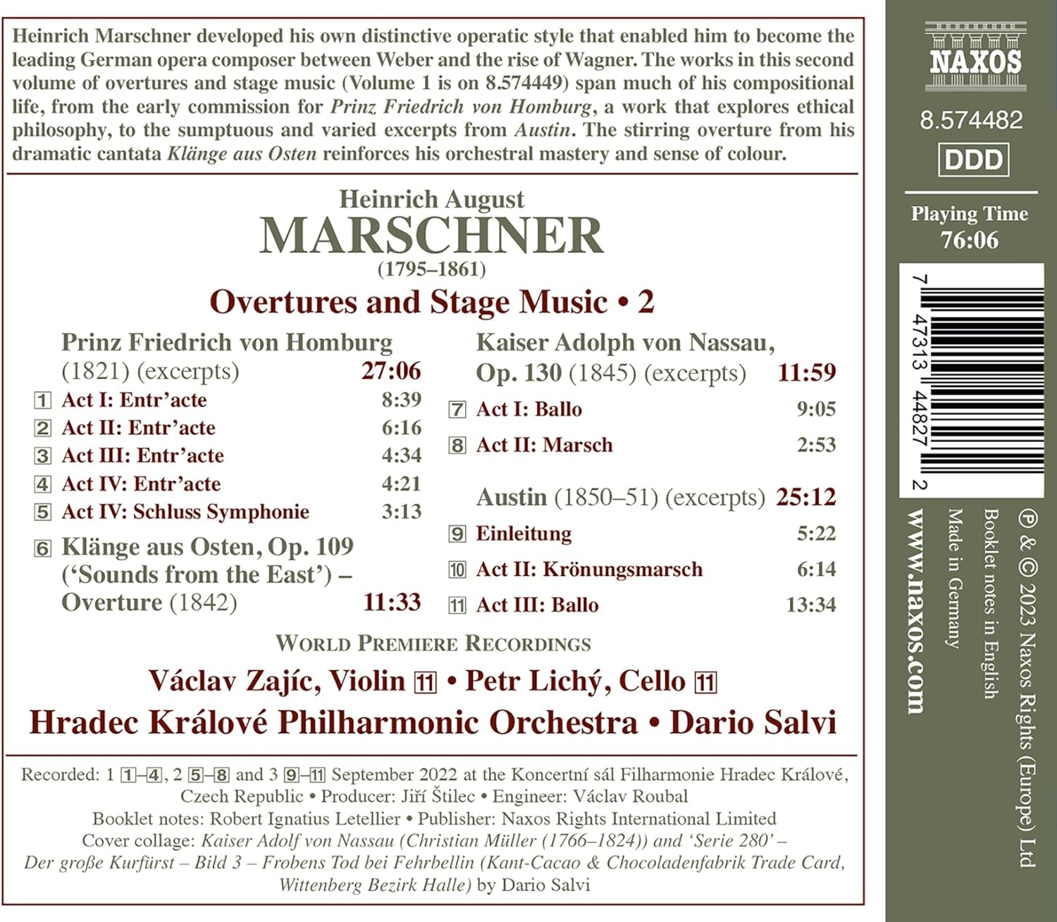 Dario Salvi 마르슈너: 서곡과 무대 음악 작품 2집 (Marschner: Overtures & Stage Music, Vol. 2)