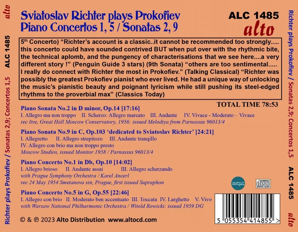 Sviatoslav Richter  프로코피예프: 피아노 협주곡 1, 5번, 피아노 소나타 2, 9번 (Richter plays Prokofiev)