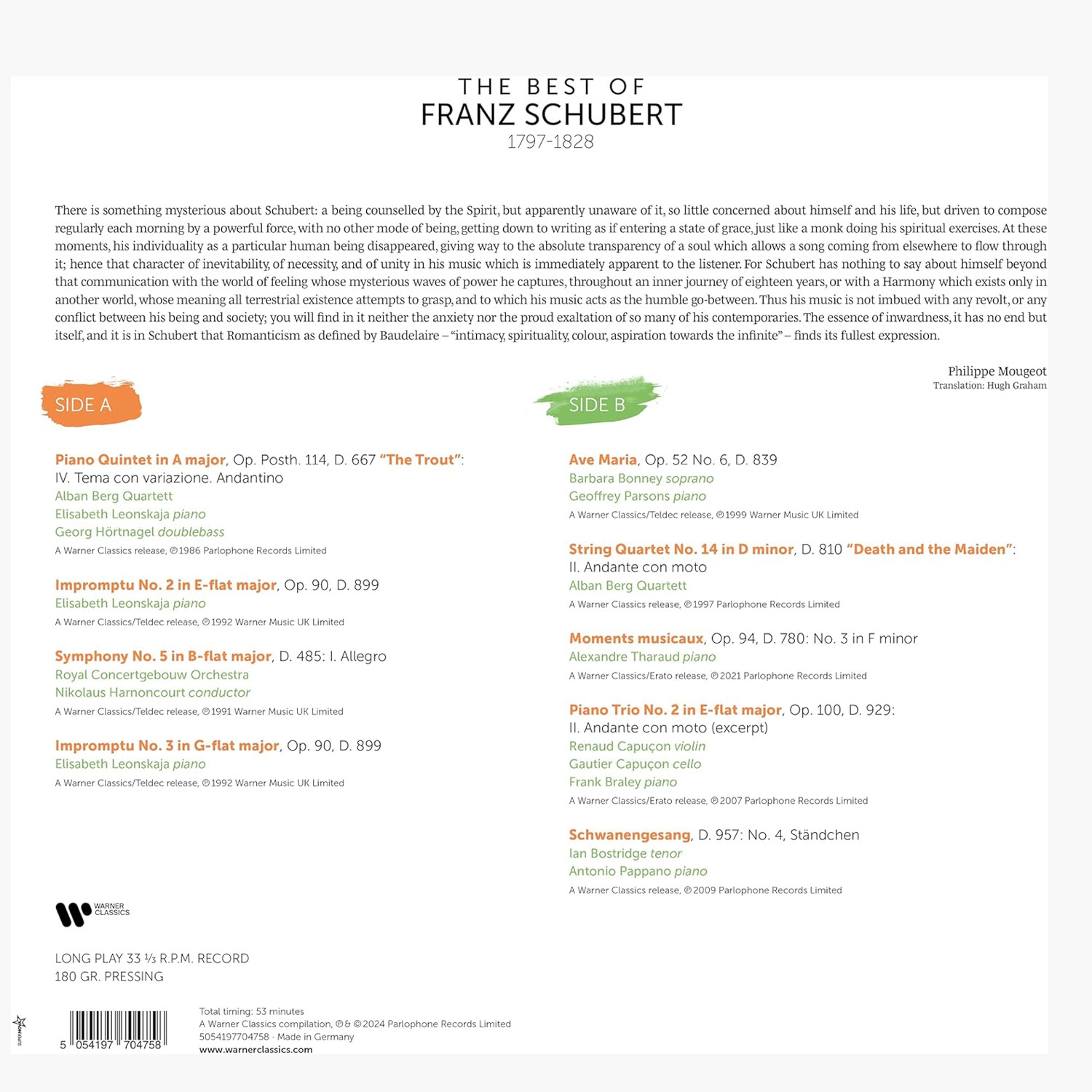 슈베르트 베스트 모음집 (The Best of Schubert) [LP]