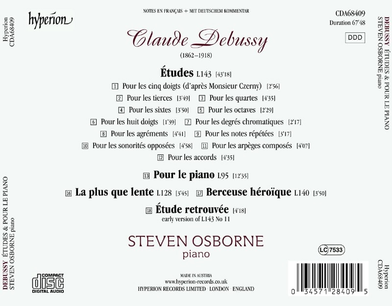 Steven Osborne 드뷔시: 연습곡, 피아노를 위하여 (Debussy: Etudes, Pour Le Piano)