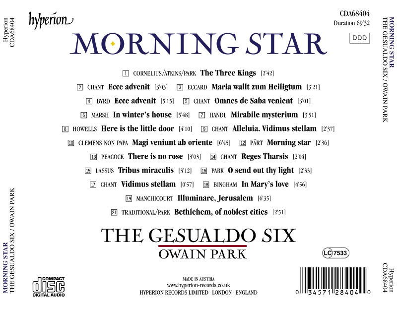 The Gesualdo Six 새벽 별 - 16세기부터 현대까지 (Morning Star)