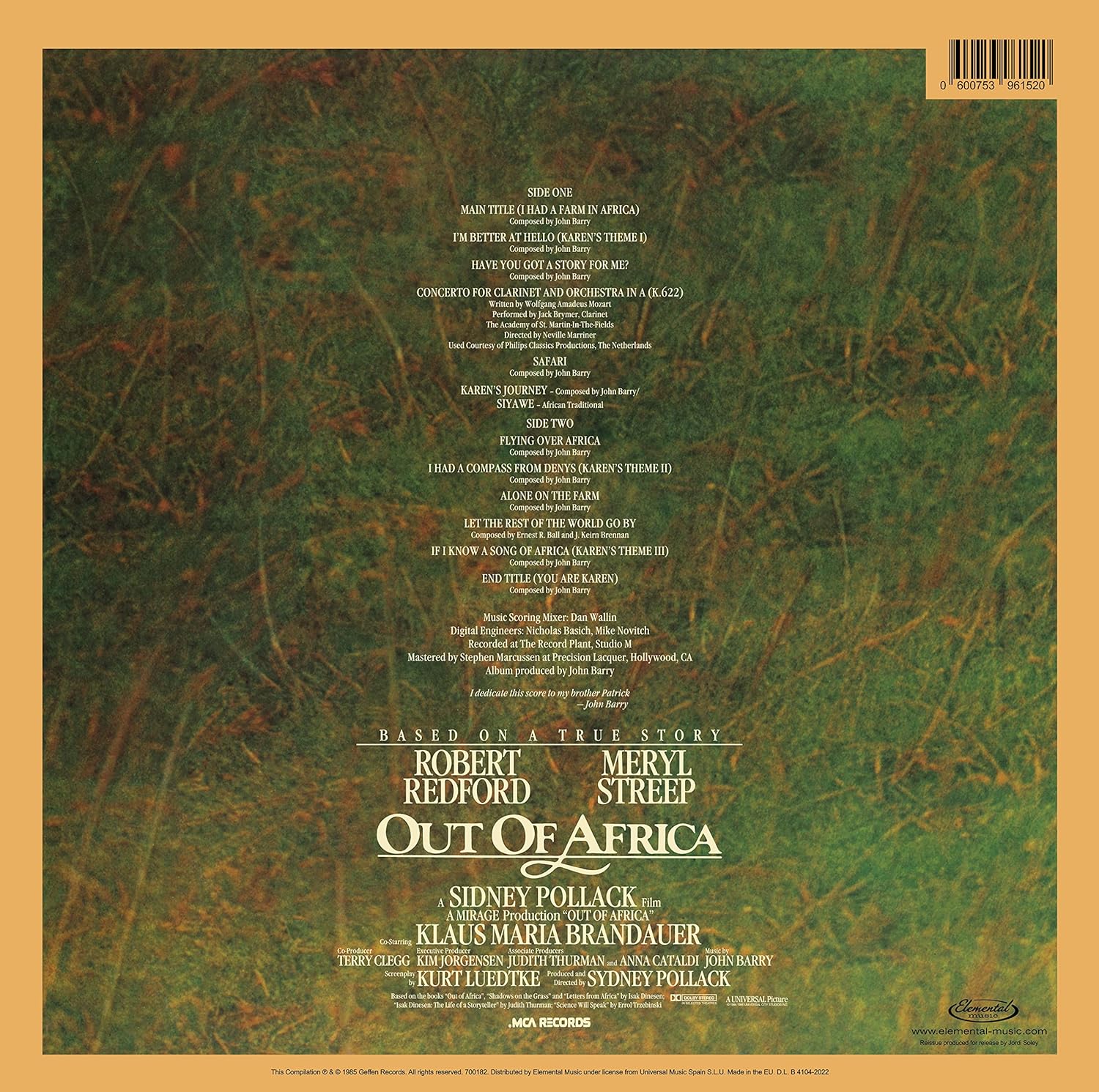 아웃 오브 아프리카 영화음악 (Out Of Africa OST) [LP]