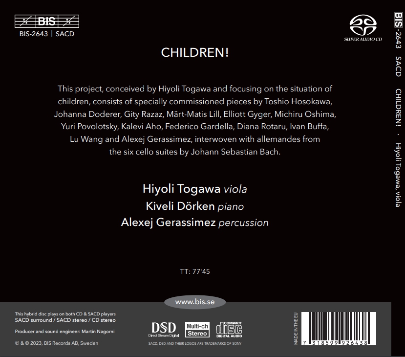 Hiyoli Togawa 히요리 토가와 비올라 연주집 (Children!)