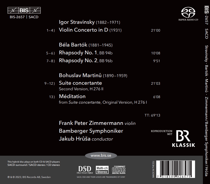 Frank Peter Zimmermann 스트라빈스키, 버르토크, 마르티누: 바이올린 협주곡 (Stravinsky, Bartok, Martinu: Violin Concertos)