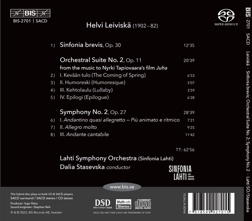 Dalia Stasevska 헬비 레이비스카: 관현악 작품1집 (Helvi Leiviska: Orchestral Works, Vol. 1)