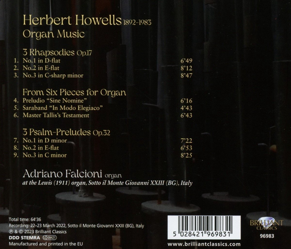 Adriano Falcioni 허버트 하웰스: 오르간 음악 (Howells: Organ Music; Rhapsody & Psalm-Prelude)