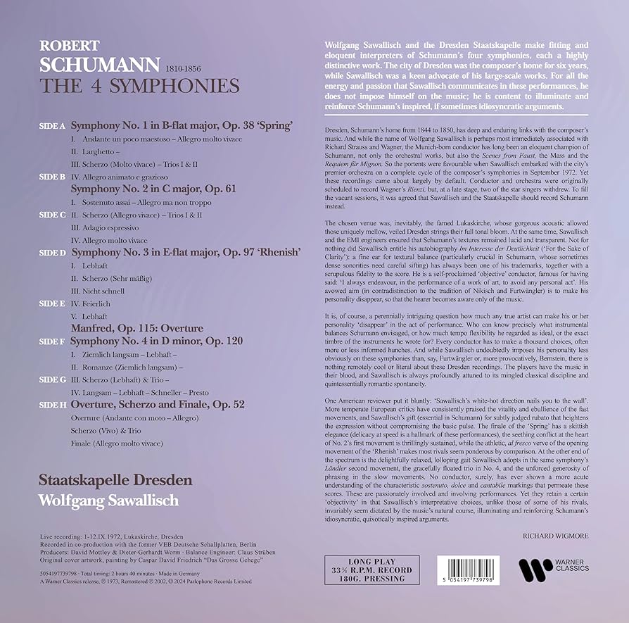 Wolfgang Sawallisch 슈만: 교향곡 전곡 (Schumann: Symphonies Nos.1-4) [4LP]
