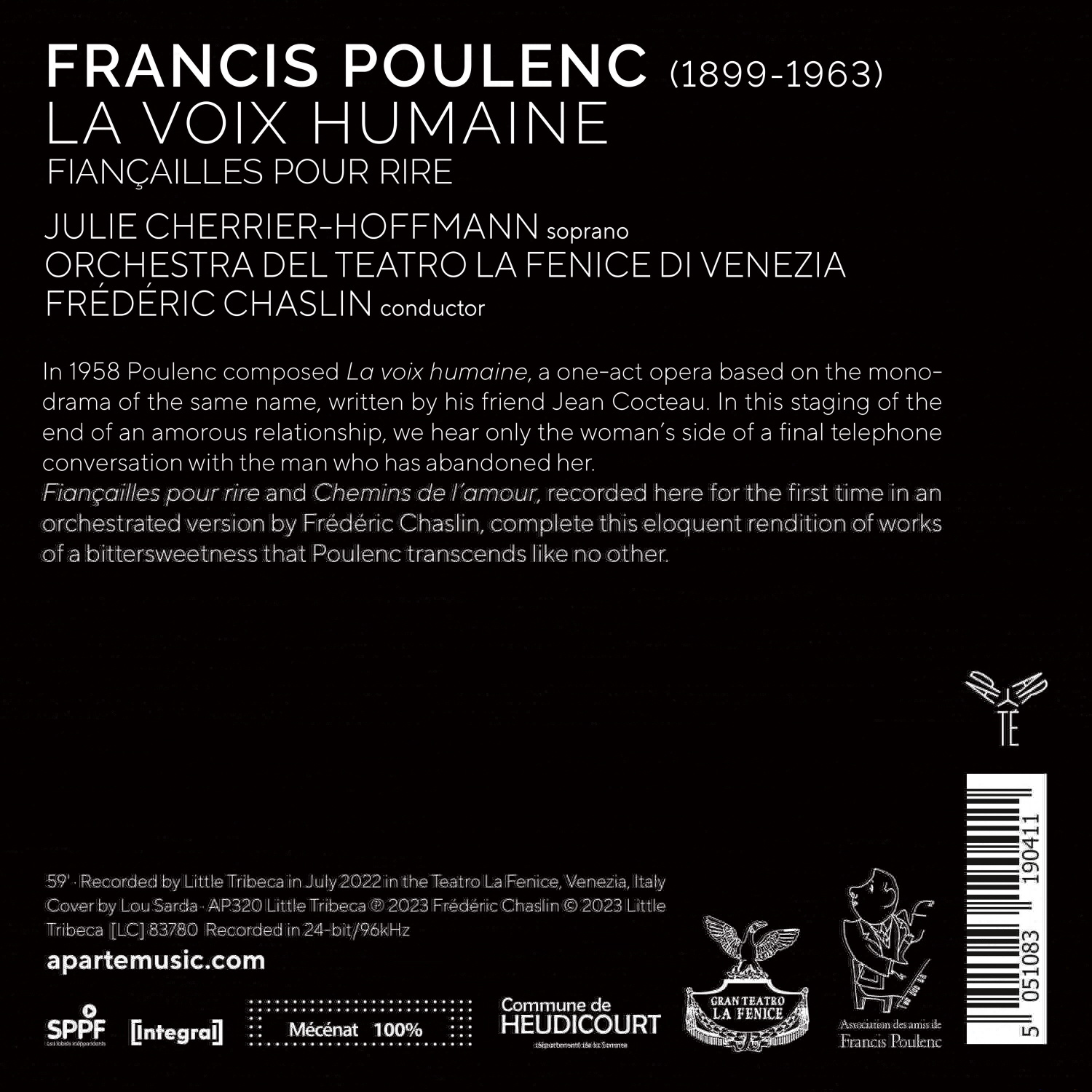 Julie Cherrier-Hoffmann 풀랑크: 사랑의 길, 인간의 목소리, 거짓된 약혼식 (Poulenc: La Voix Humaine, Fiancailles Pour Rire)