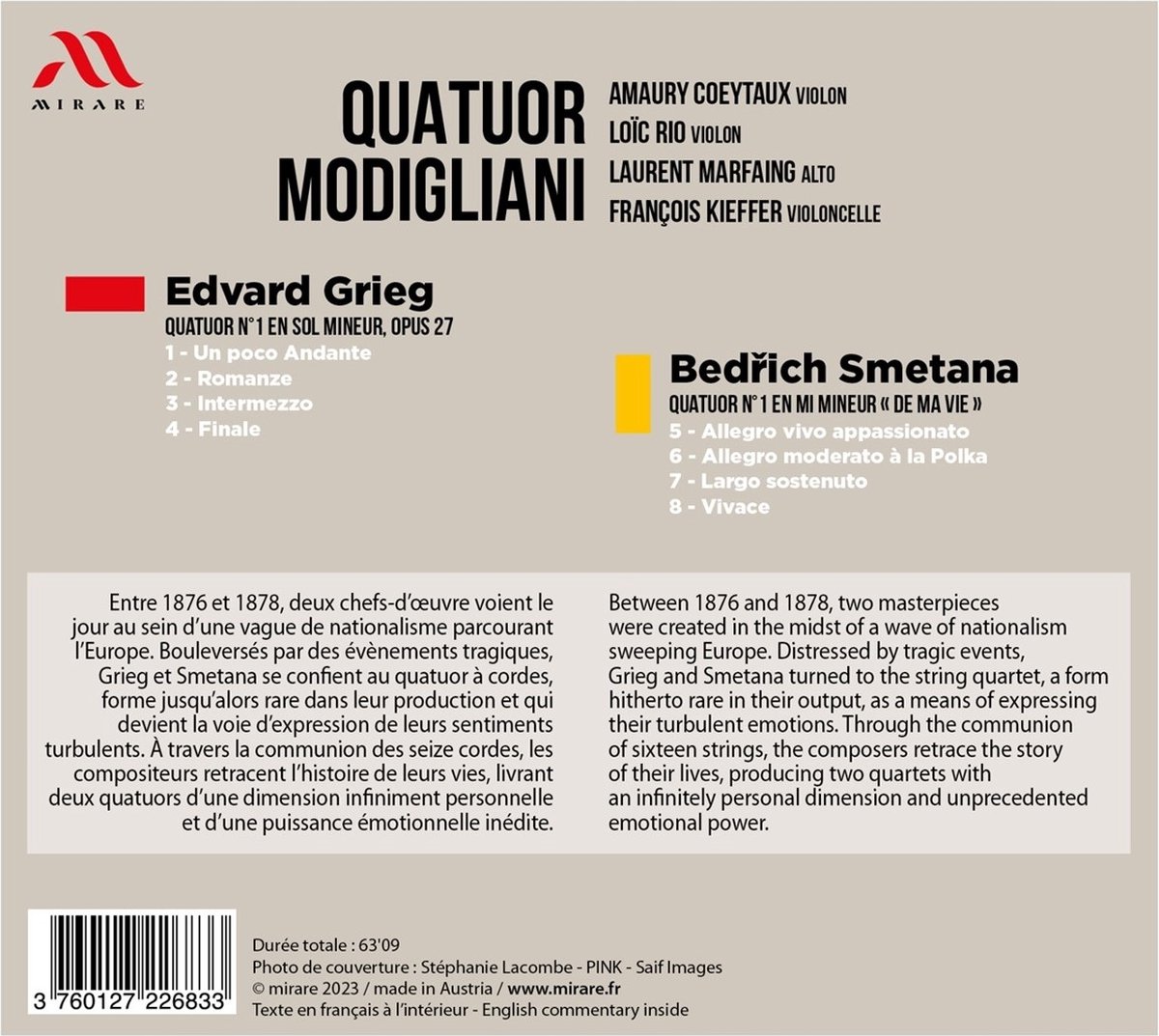 Quatuor Modigliani 그리그, 스메타나: 현악 사중주 (Grieg, Smetana: String Quartets)