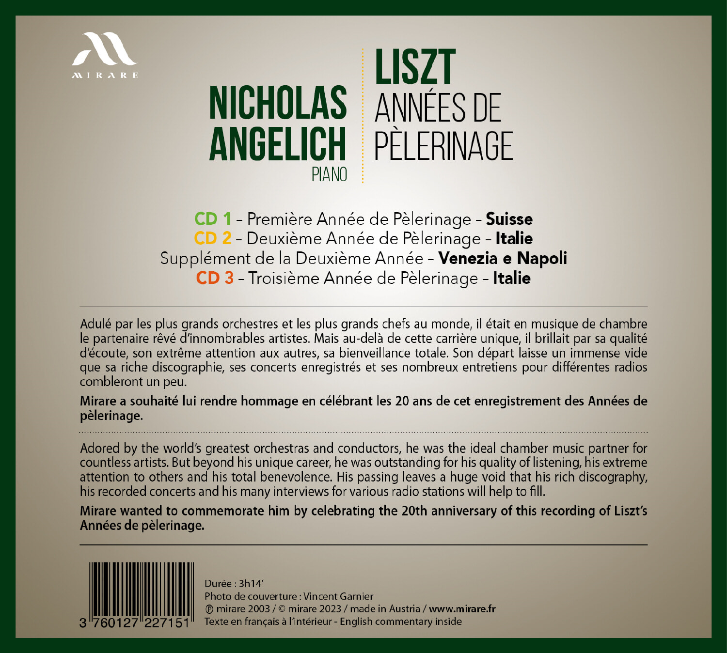 Nicholas Angelich 리스트: 순례의 해 (Liszt: Annees De Pelerinage)