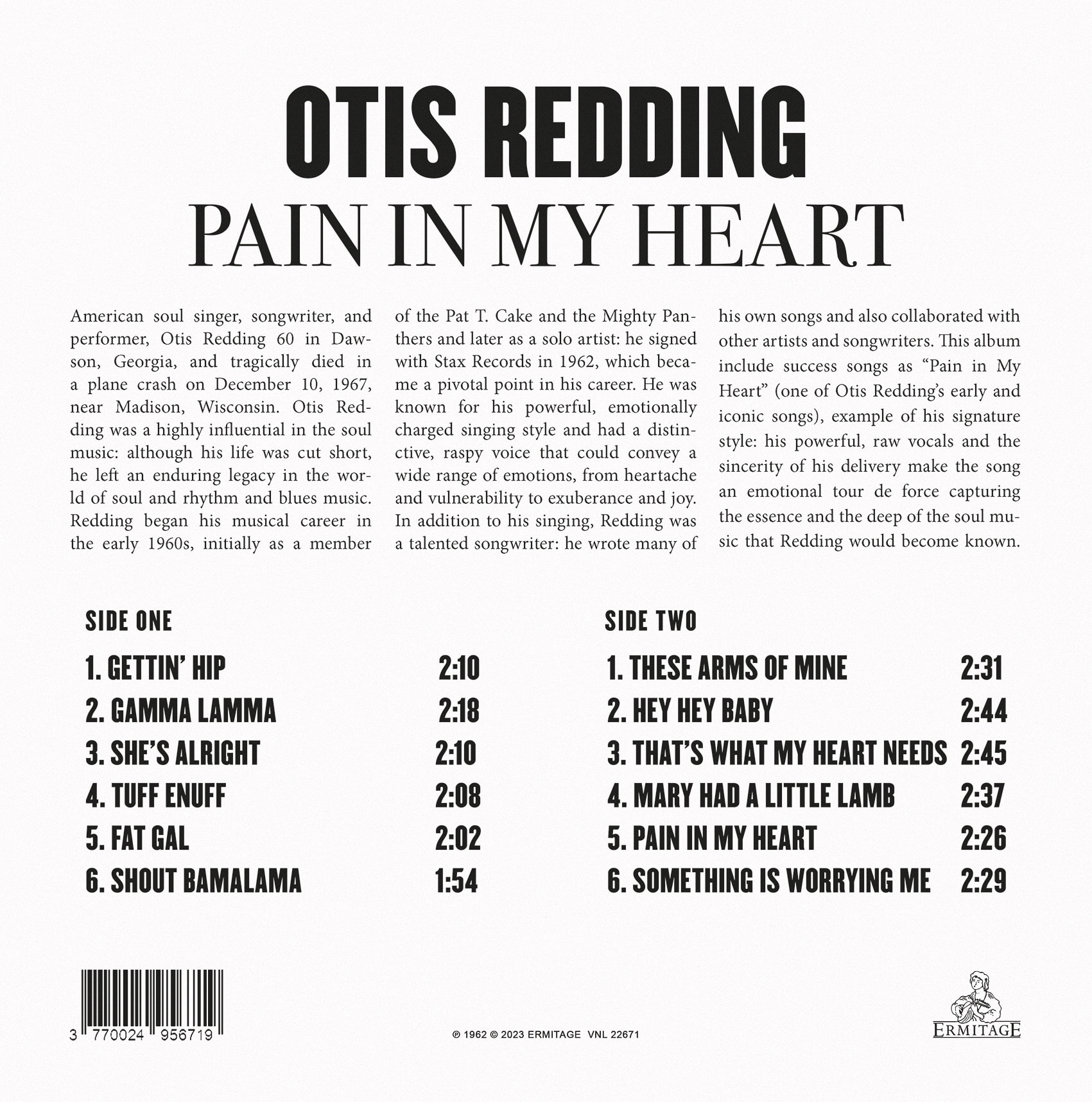 Otis Redding (오티스 레딩) - Pain In My Heart [옐로우 컬러 LP]