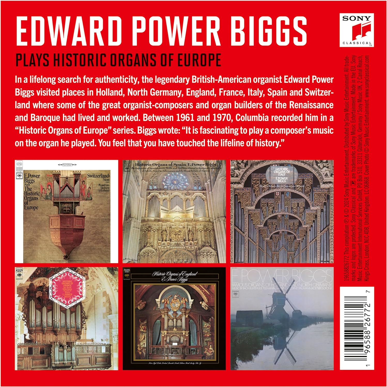 Edward Power Biggs 유럽의 역사적 오르간 (Historic Organs of Europe Columbia Recordings 1961-1970)