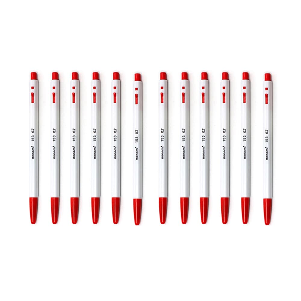 모나미 153 기본 볼펜 12p세트 (0.7mm) 빨간색볼펜