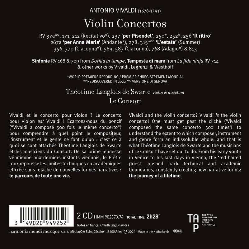 Theotime Langlois De Swarte 비발디: 협주곡으로 그리는 비발디의 생애 (Vivaldi: Concerti Per Una Vita)
