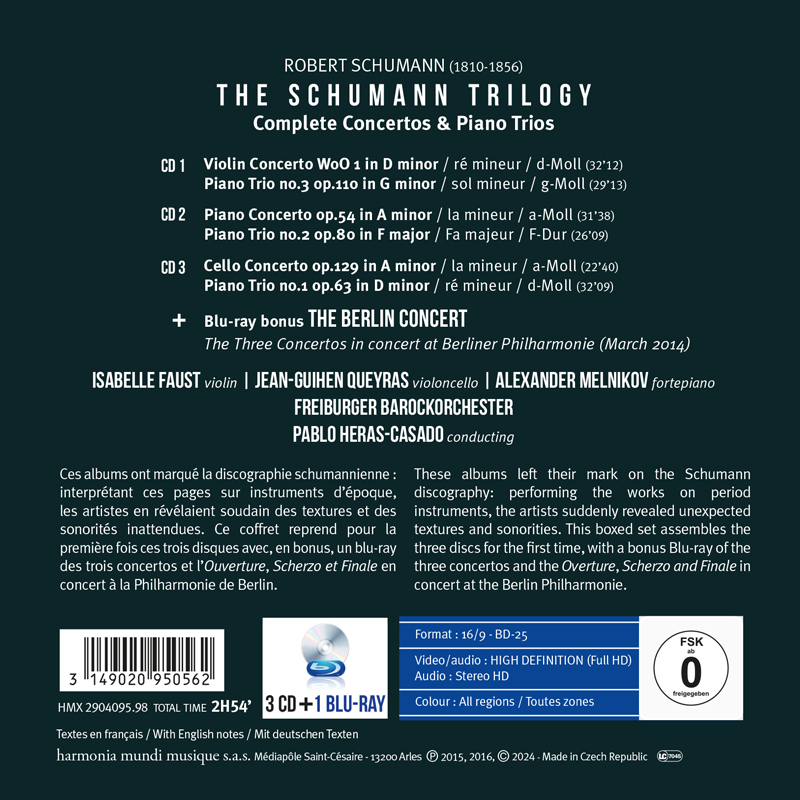 Isabelle Faust / Jean-Guihen Queyras / Alexander Melnikov 슈만: 피아노 트리오 & 협주곡 전곡 (Schumann Trilogy. Complete Concertos & Piano Trios)