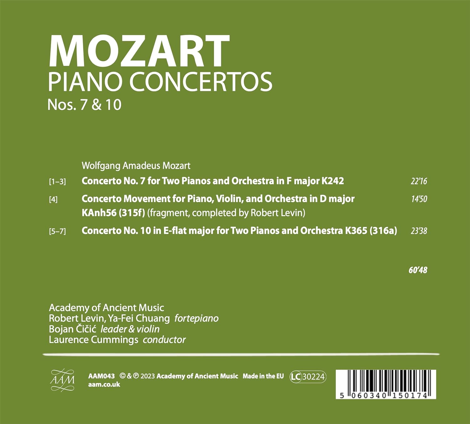 Robert Levin / Ya-Fei Chuang 모차르트: 두 대의 피아노를 위한 협주곡, 협주곡 단편 악장 (Mozart: Piano Concertos K.242, K.315f, K.365)
