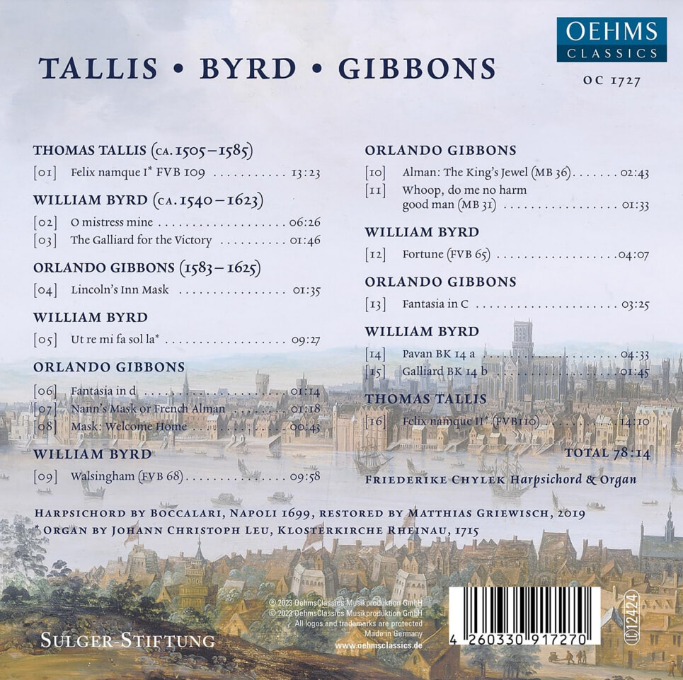 Friederike Chylek 탈리스, 버드, 기본스: 건반 작품집 (Thomas Tallis, William Byrd, Orlando Gibbons: Keyboard Works)