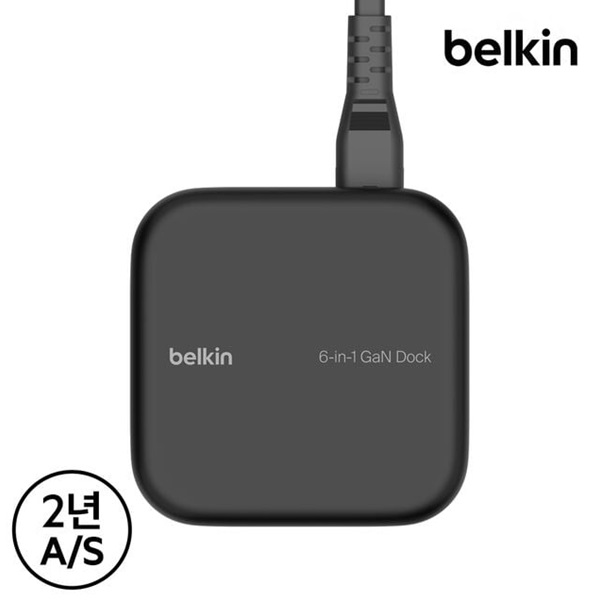 벨킨 6in1 코어 GaN 독 130W C타입 멀티허브 도킹스테이션 4K 기가비트 이더넷 INC018