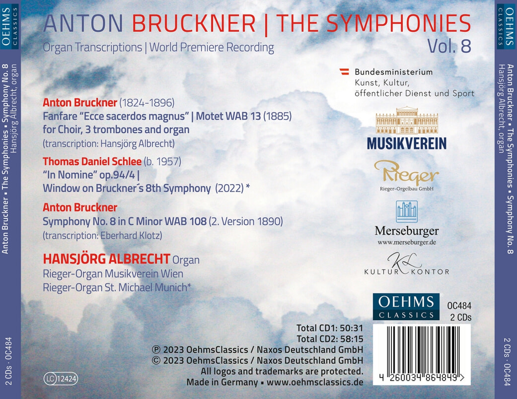 Hansjorg Albrecht 브루크너: 교향곡 8번 [오르간 편곡] (Anton Bruckner Project: The Symphonies, Vol. 8)