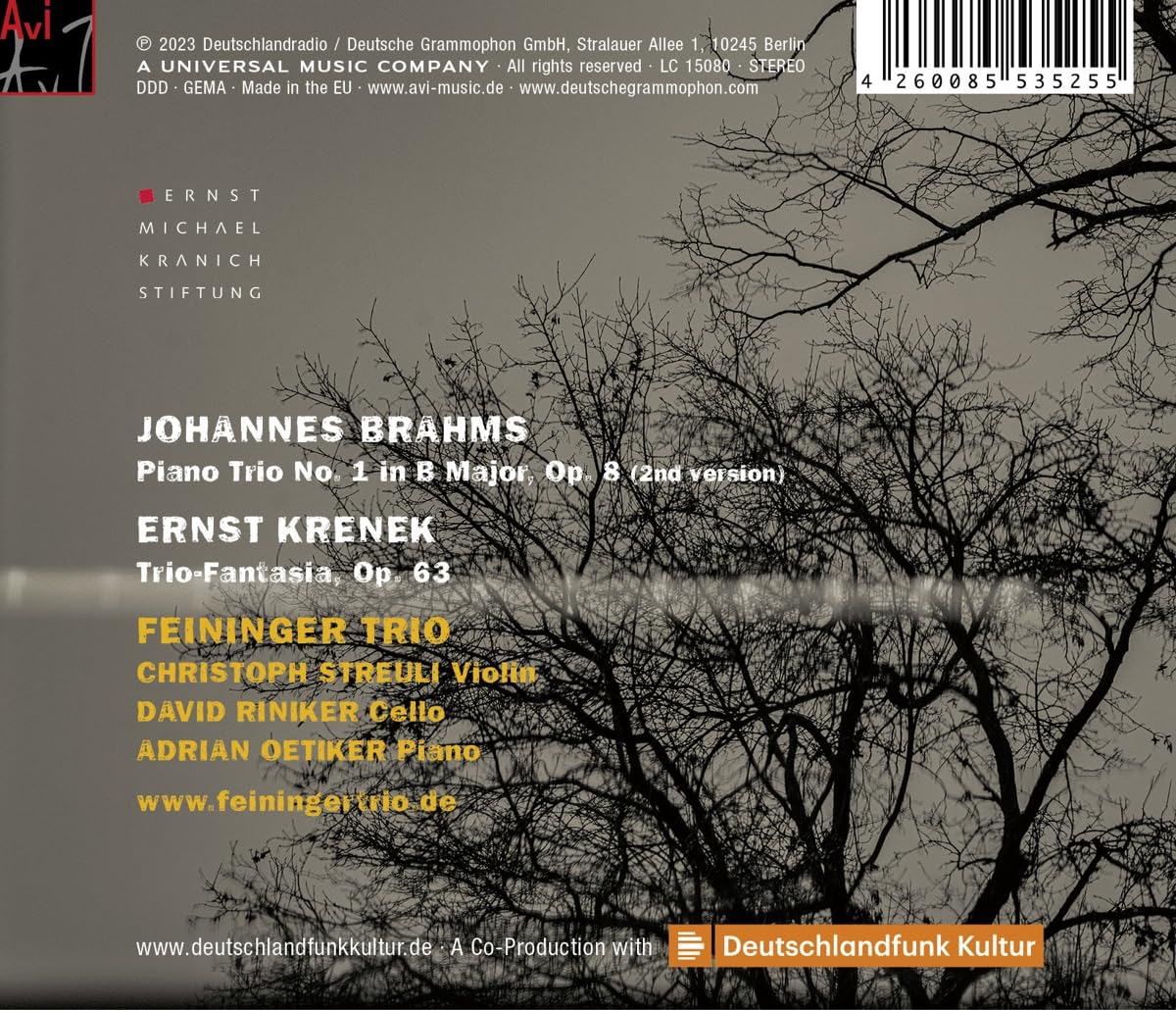 Feininger Trio 브람스: 피아노 트리오 1번 / 크레네크: 트리오판타지 (Brahms / Krenek: Piano Trios)