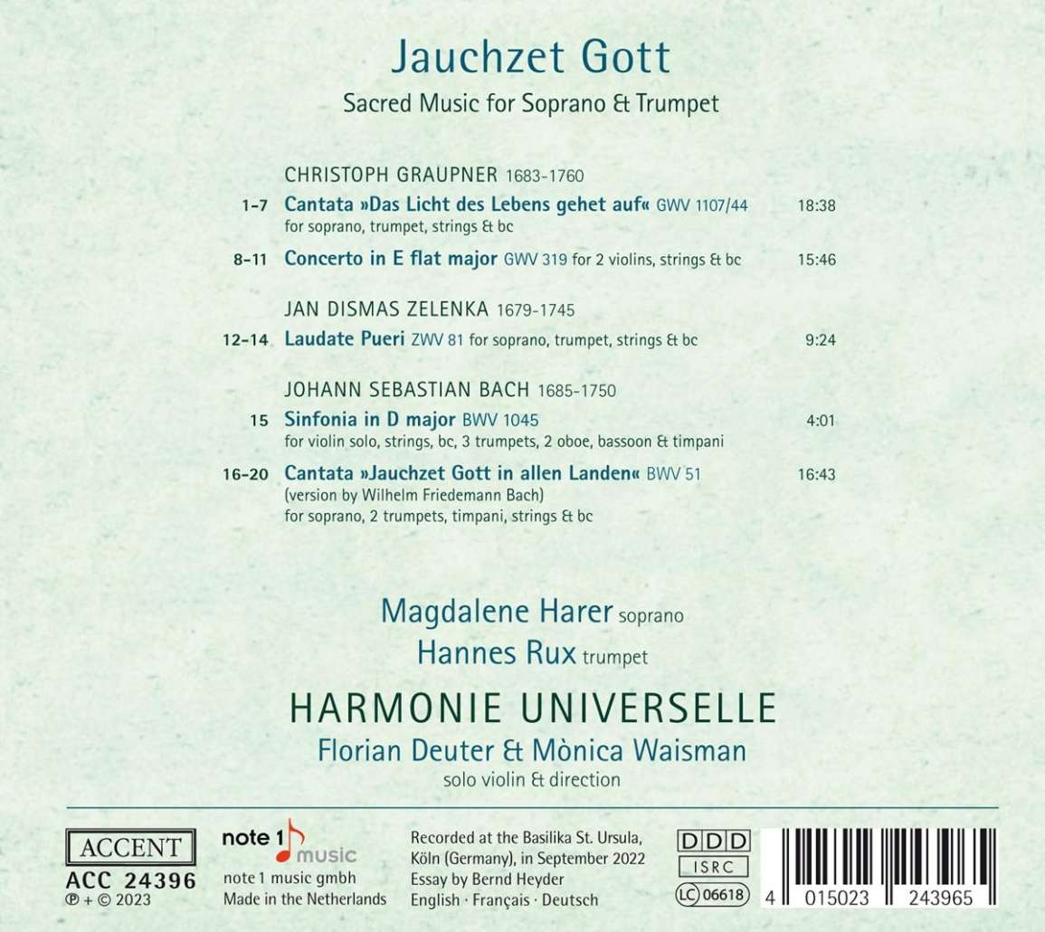 Magdalene Harer / Hannes Rux 바흐, 젤렌카, 그라우프너: 소프라노와 트럼펫을 위한 음악 (Bach, Graupner, Zelenka: Sacred Music for Soprano & Trumpet)